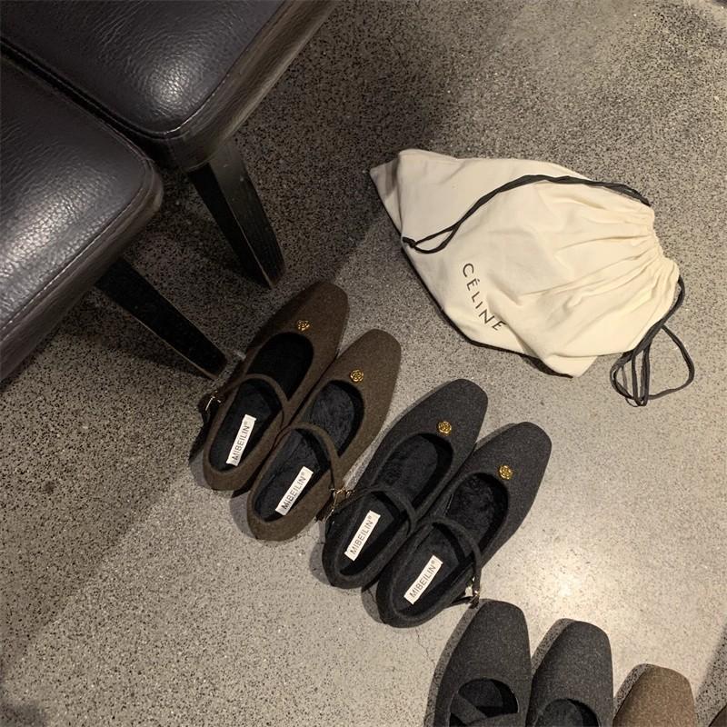 2025 New Square Head Bow with Skirt Single Shoes Versatile and Comfortable with Skirt Retro One-word Buckle with Small Leather Shoes