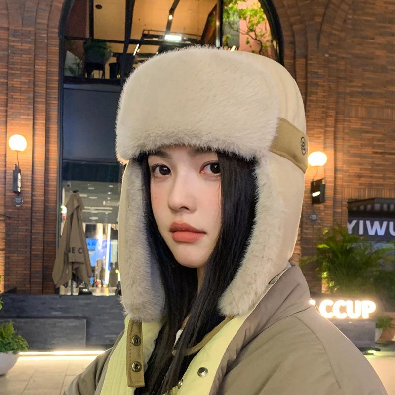 Winter Warm Hat Women's Velvet Thickened Face Small Pullover Hat Outdoor Cycling Skiing Windproof and Cold Proof