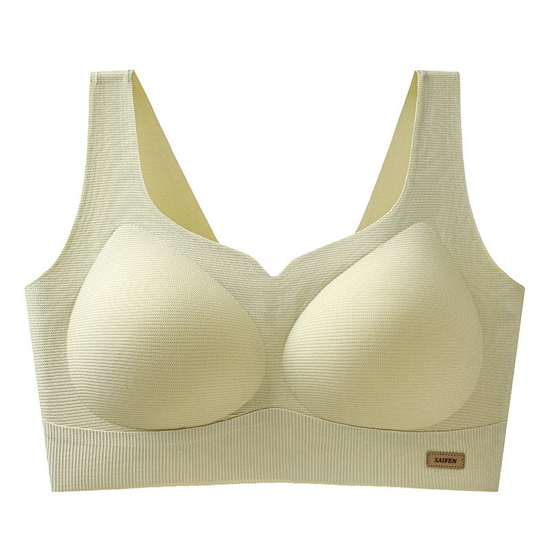 New Simple Vest Type Non-magnetic Sports Underwear Women's Wide Shoulder Straps No Steel Ring Thin Cup Gathering Bra