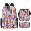 Kids School Backpack Set With Pencil Case Crossbody Bag - Cute Cartoon Print Oxford Fabric Lightweight Breathable Grades
