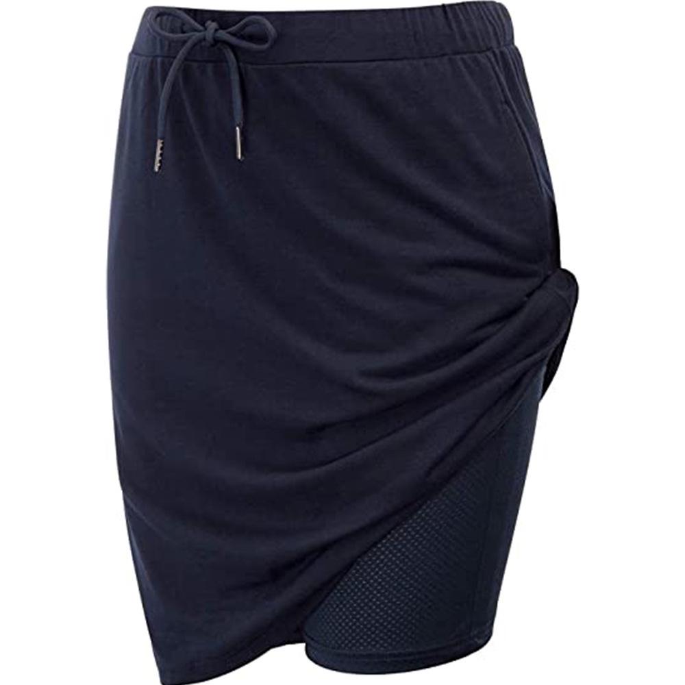 

Женская весенне-летняя юбка с завязкой, однотонная, с шортами в два слоя XXXL темно-синий