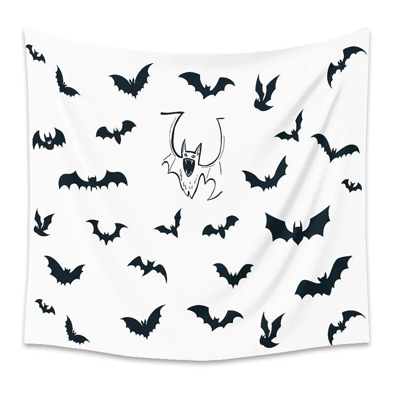 American Halloween Printed Tapestry Horrible Cartoon Pattern Hanging Cloth for Living Room Pumpkin Bat Wall Carpet Decoration