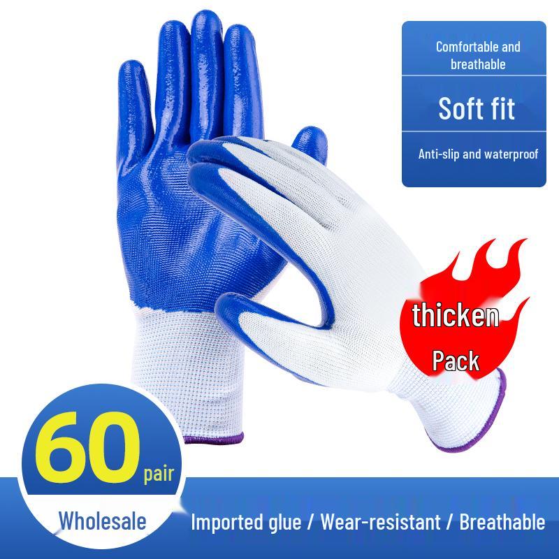 Durable Waterproof Anti-Slip Latex Work Gloves for Construction