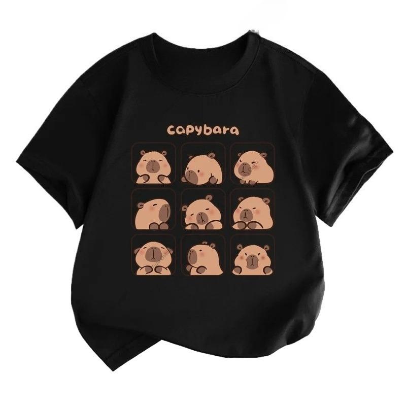 Summer New Trend Capybara Printing Cute Children s Short-Sleeved T-Shirt Cute Comfortable Versatile Boy and Girl T-Shirt 110