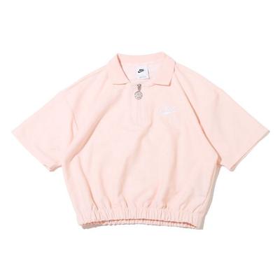 Polo a maniche corte casual da donna in piqué d'aria tinta unita rosa DM6465-610