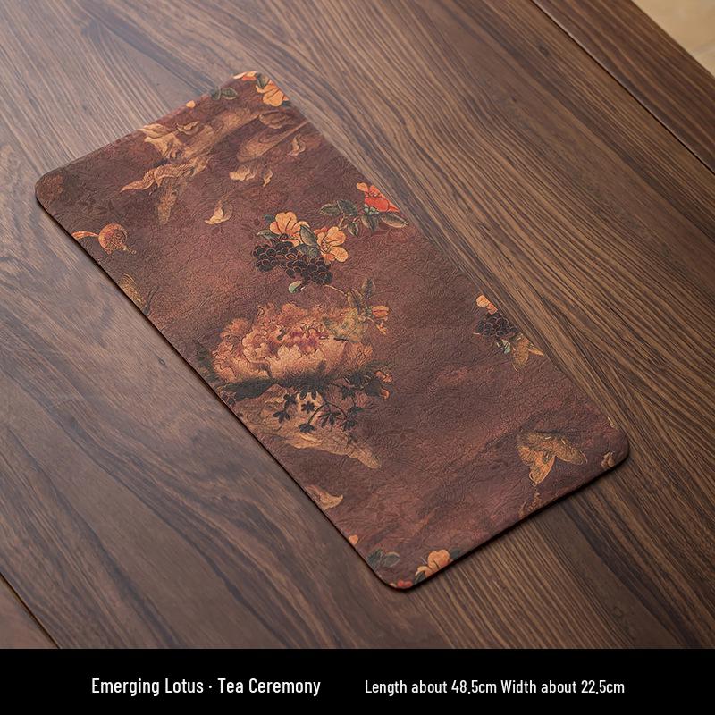 Xiangyunsha Double-Sided Waterproof Zen Tea Mat - High-End Chinese Style Dry Brew Tray Cloth