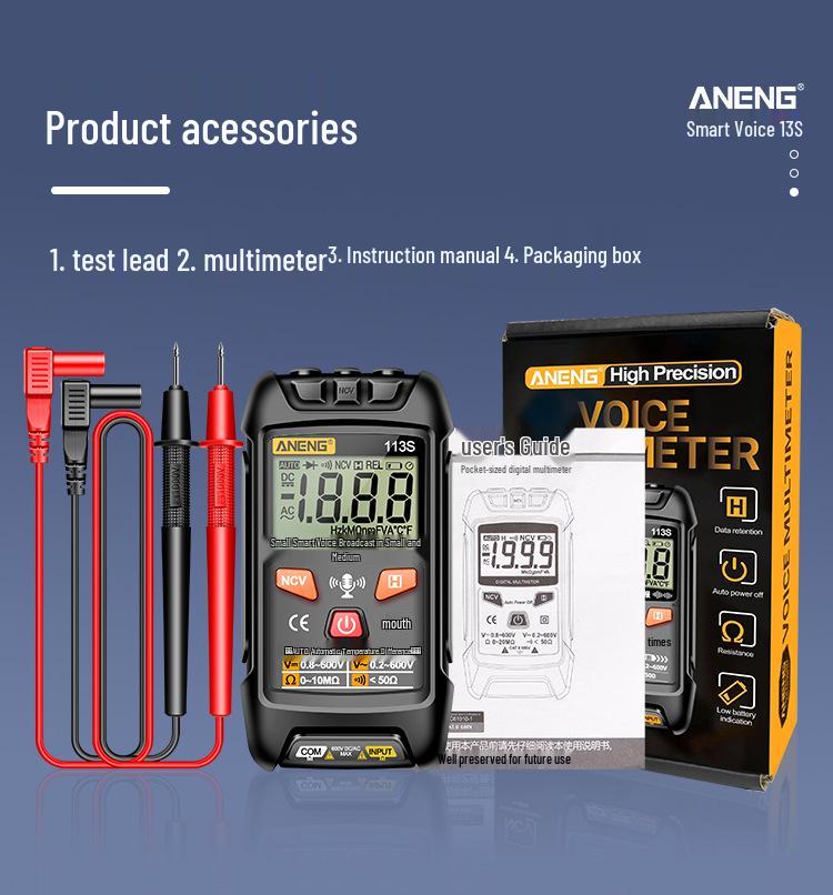 Hochpräzises digitales Smart-Multimeter für Elektriker mit Sprachansage und multifunktionalen Merkmalen
