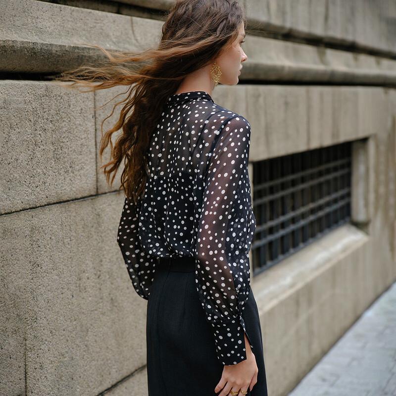 Women's Polka Dot Long Sleeve Shirt