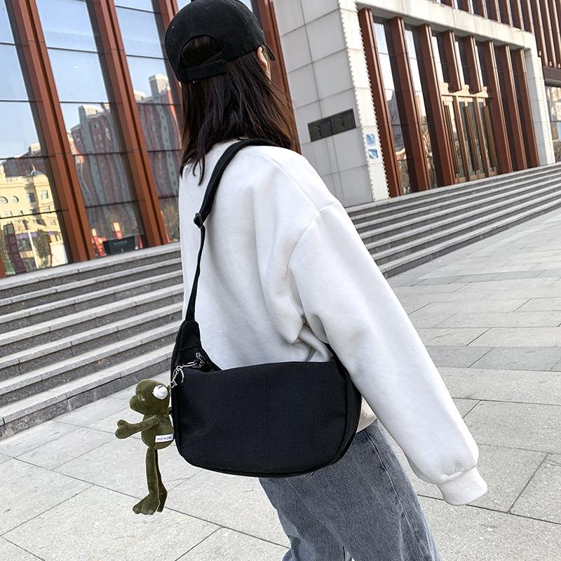 Canvas Bag Dumpling Bag Canvas Bag Shopping Bag Canvas Women's Bag Student Solid Color Shoulder Messenger Bag Canvas Bag