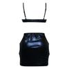 Black PU Leather Mini Dress Women Sexy Lingerie Backless Hollow Out Half Cup Spaghetti Strap Dresses Vestidos Erotic Costume
