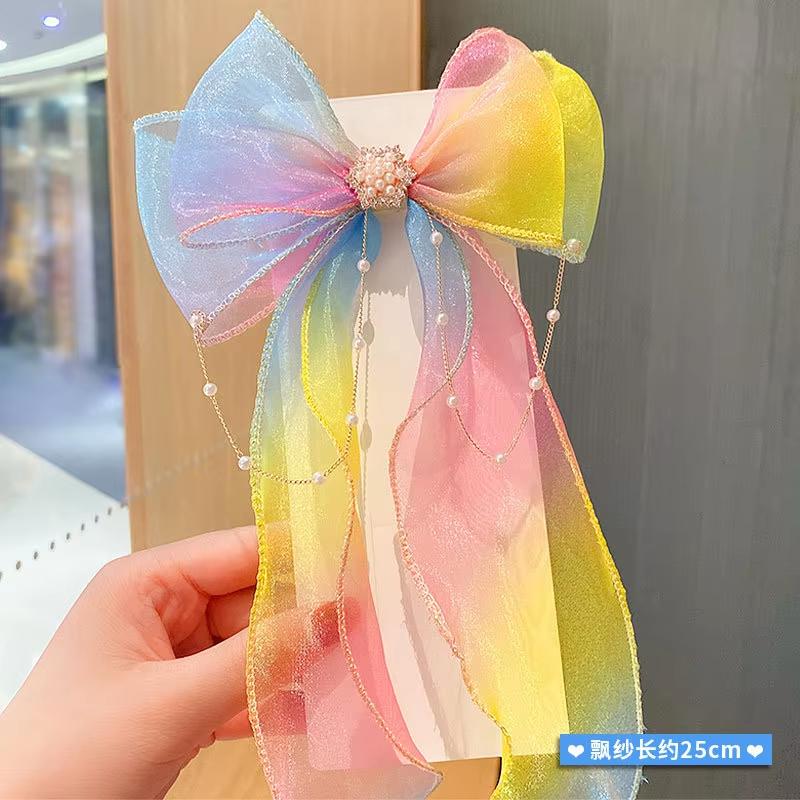 Children's headbands, rainbow bows for girls, braided hair clips, hair accessories, princess ponytails, ribbons, hairpins