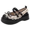Bow versatile skirt Mary Jane single shoes women's spring 2025 new Lolita lace platform small leather shoes