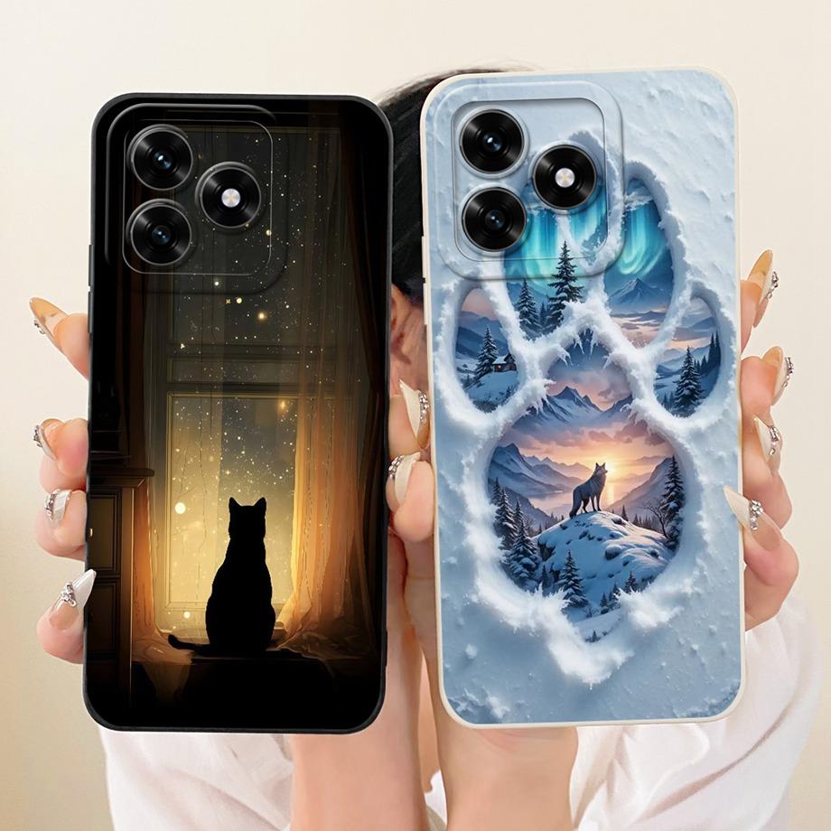 Phone Case For Honor X5C Plus 2025 New Fashion Black Cat Cartoon Dragon Animals Pattern Bumper Honor X5C Soft Liquid Silicone