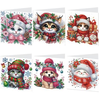 6 pièces DIY Strass Diamant Art Mosaïque Cartes Postales Art Diamant Cartes Faites Main Kit de Cartes Créatives Anniversaire & Thanksgiving