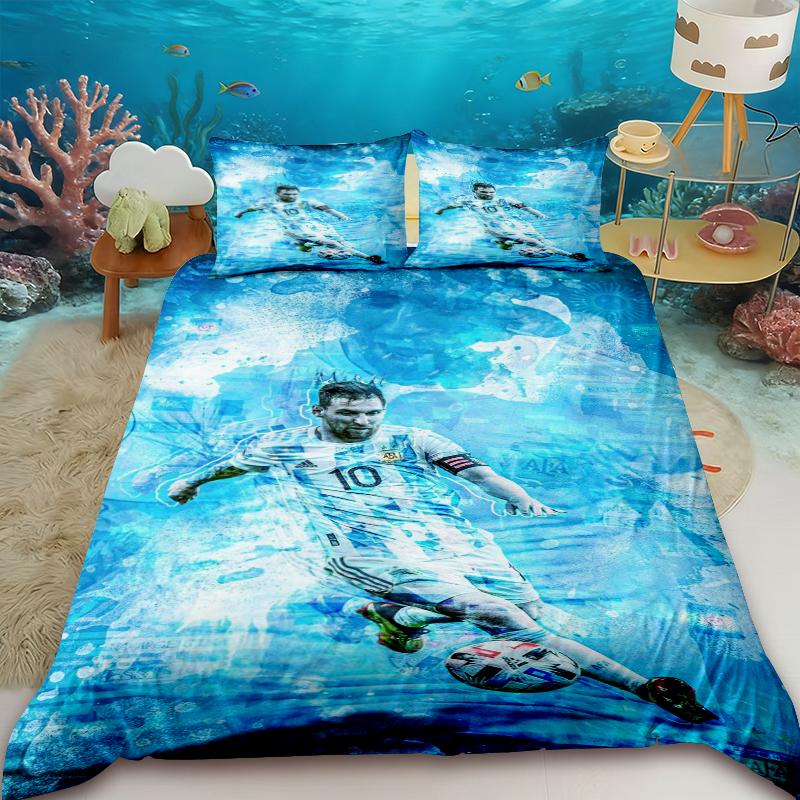 Duvet Cover Juego De Cama Lionel Messi, Juego Funda Nórdica Estrella De Fútbol, Juego Funda Edredón Doble Tamaño Para Decoración