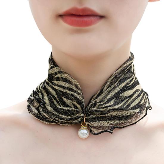 

Женский солнцезащитный крем с воротником на шею, декор из искусственного жемчуга, шифоновый шарф из органзы с принтом, прозрачная петля для шарфа, аксессуар для шеи