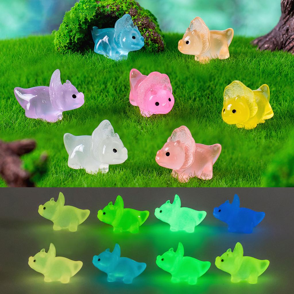 10-300pcs Noctilucent Luminous Dinosaur Resin Triceratops Moss Micro Landscape Figurines Fairy Garden Decoration Home Decor Gift