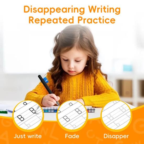 Grooved Writing Practice Book with Pens Refills Pencil Gripper Reusable Kids Handwriting Practice Workbooks Alphabet Tracing Learning Book