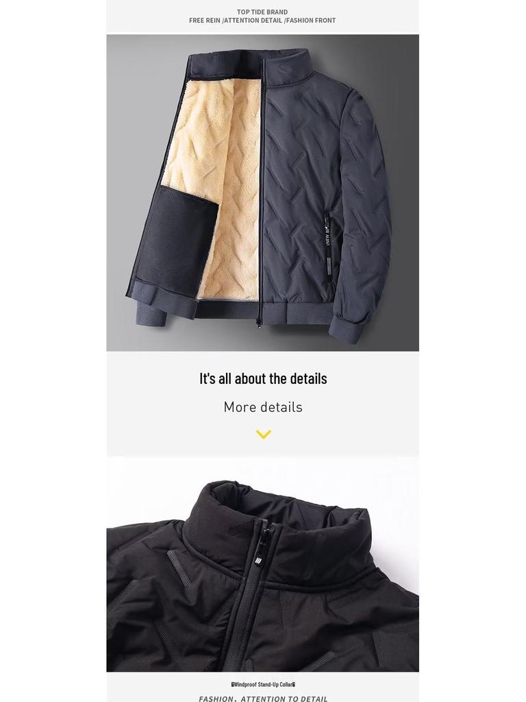 Herren Winter Lammwolle Samt gefüttert Baumwolljacke & Mantel Set