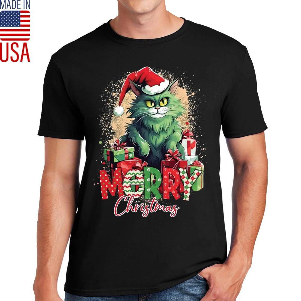 CHRISTMAS CAT T-Shirt Novelty Funny Santa Gift Men ladies Kids Xmas Tshirt Joke XXL