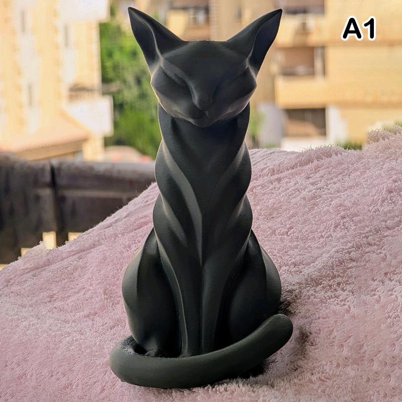 

Elegant Cat Sculpture With Stripes Cat Figurine Indoor/Outdoor Home Decor Charming Cat Statue Desks Bookshelves Ornament