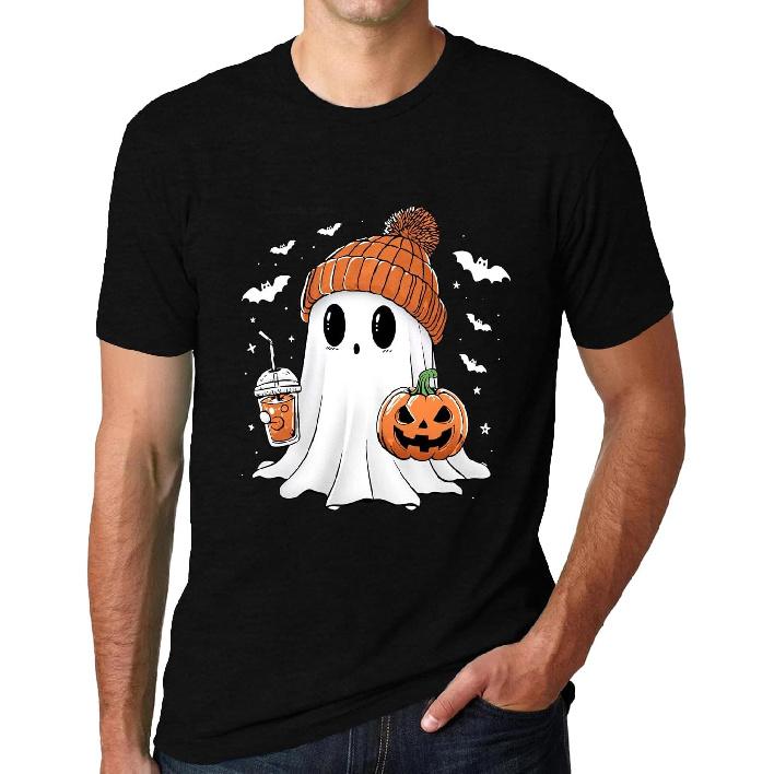 Men's Halloween T-Shirt Pumpkin Ghost Graphic Tee