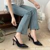 Fashion French High Heels Pink Toe Sandals Fairy Shoes 2025 Spring and Summer Stitching Skirt Pointed Shoes Single Shoes