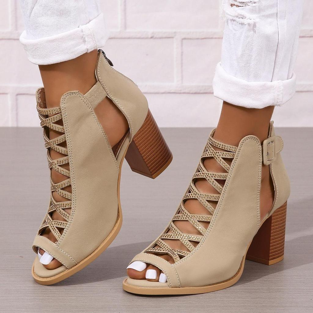 Women's High Heel Sandals Fashion New Style Coarse Heel Large Women's Shoes Platform Sandals Heels Women Sandals