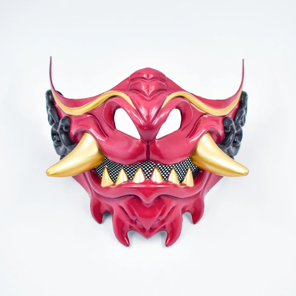 Halbgesichtsmaske aus Japan, Halloween, böser Teufel, Partymaske, Spielzeug, Dämon, Samurai-Maske, Maskerade, Party-Zubehör