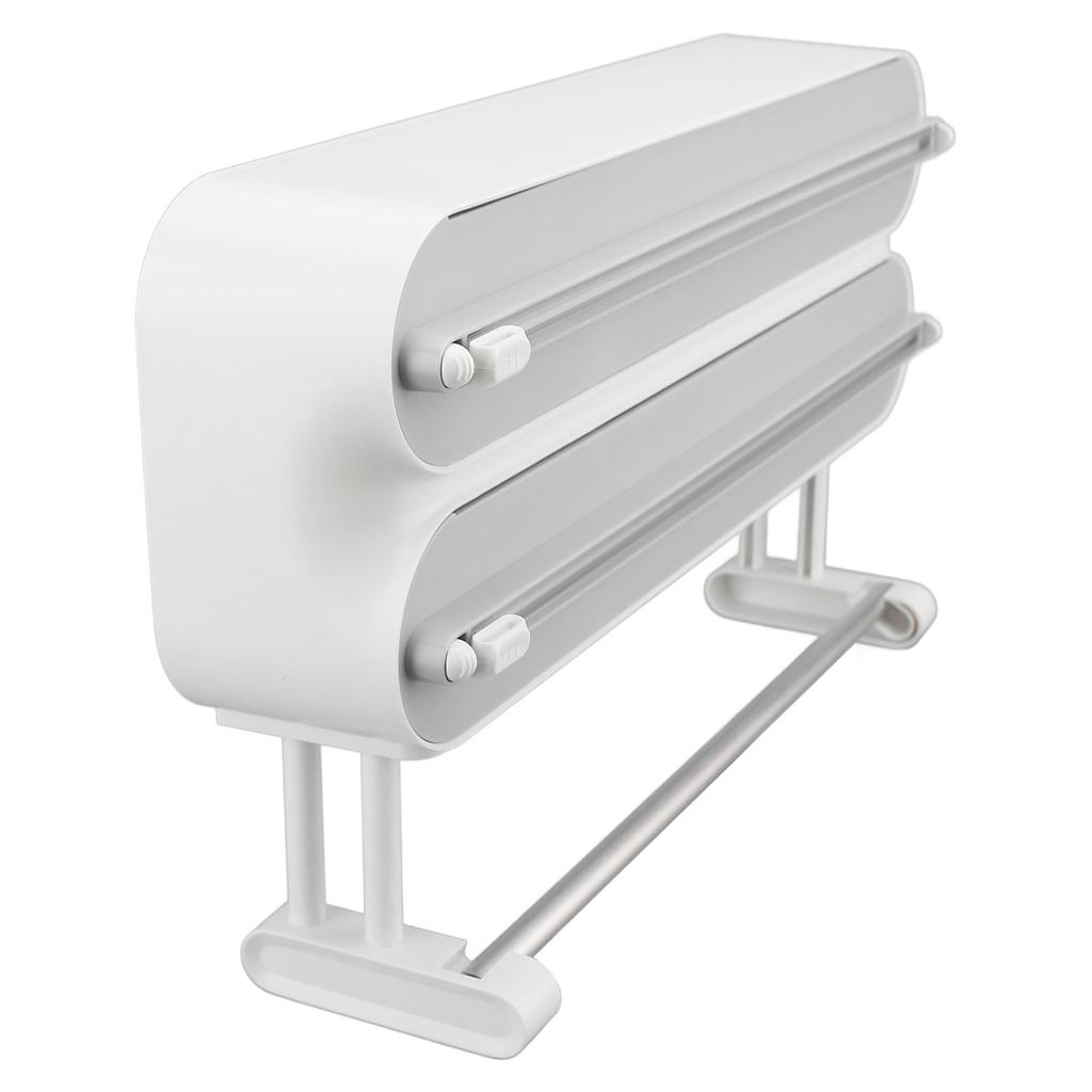 3 In 1 Wrap Cutter Organizer with Paper Towel Holder Magnetic Plastic Aluminum Alloy Space Saving Bi