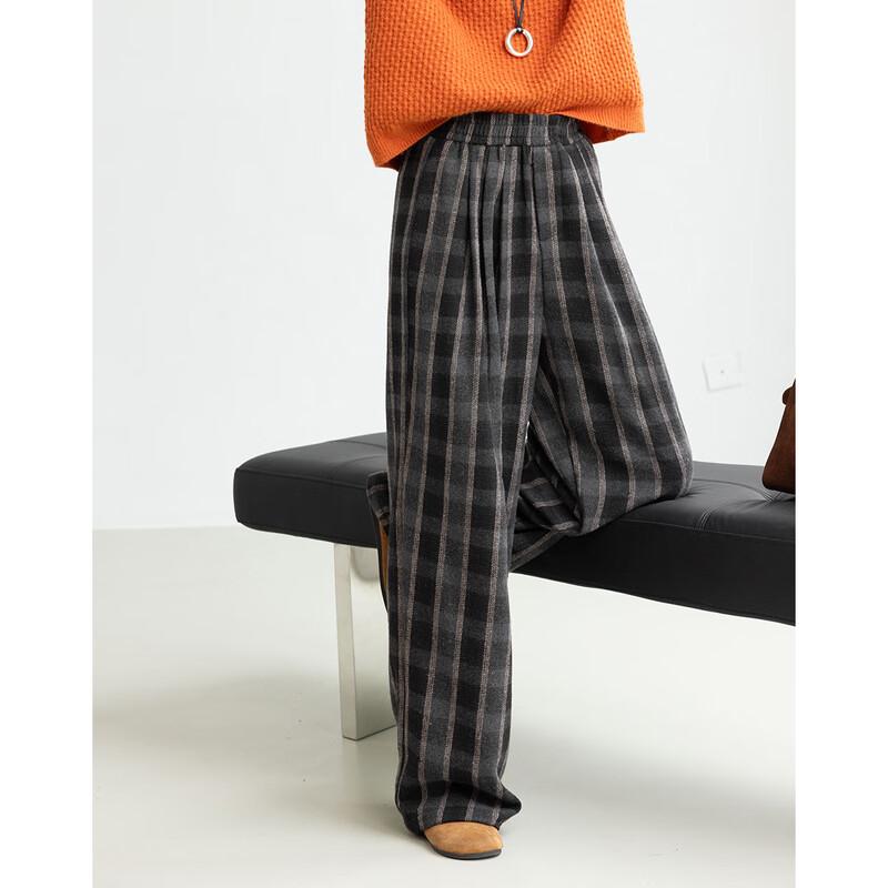 Demana Women's Retro Plaid Winter Casual Pants