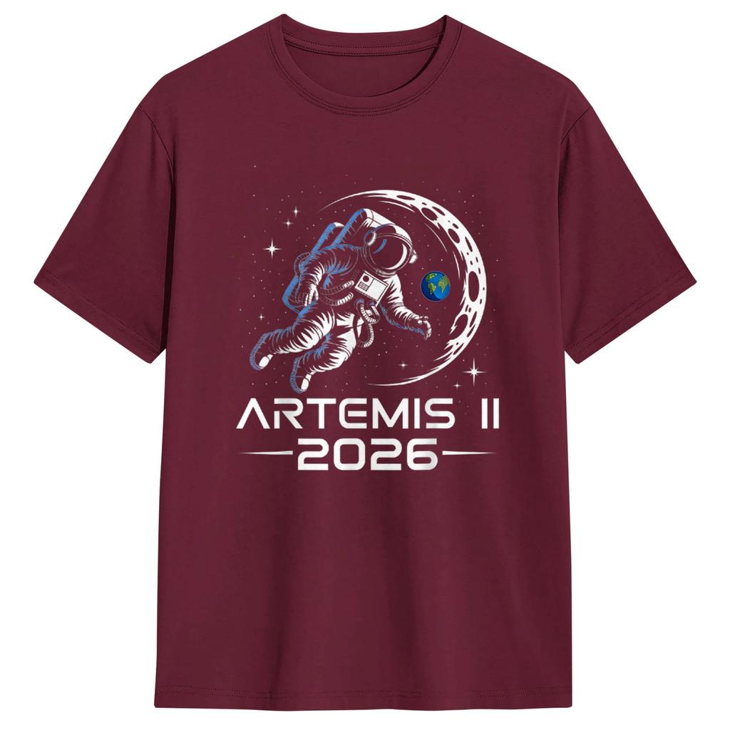 Artemis II Launch to The Moon Space Mission 2026 Astronaut Mens T Shirt Humor Tees Short Sleeve TShirt Cotton Printed Clothing