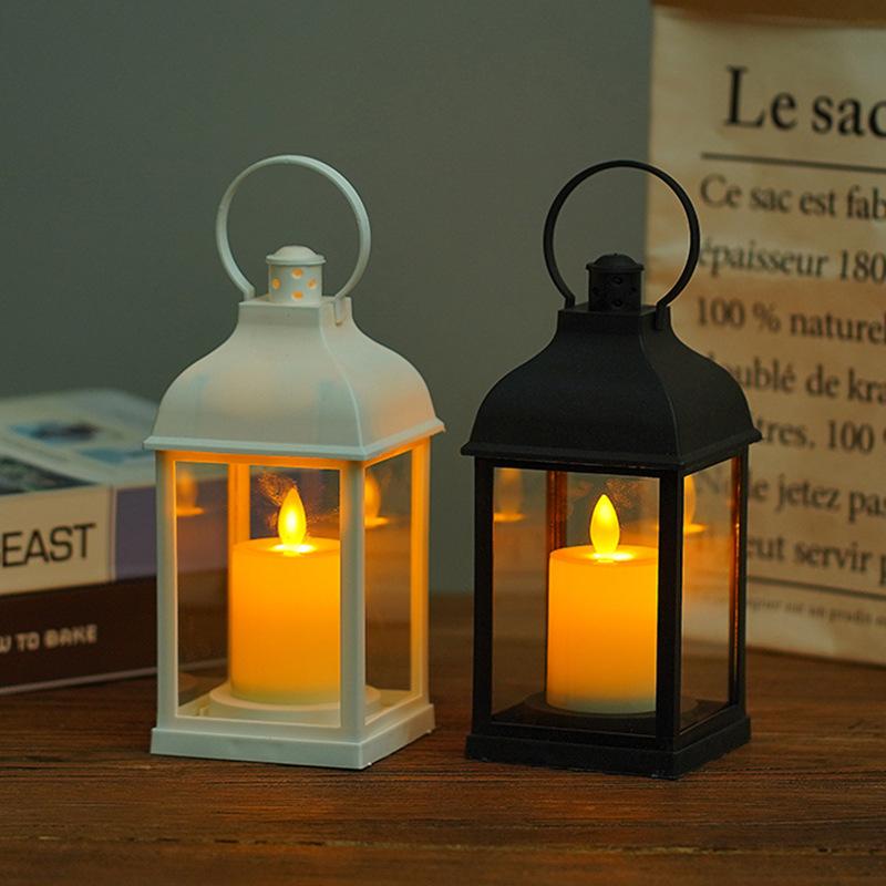 Vintage Lantern Decorative LED Flickering Flameless Candle with Timer, Battery Powered LED Decorative Hanging Lanterns for Indoor Outdoor Garden Yard