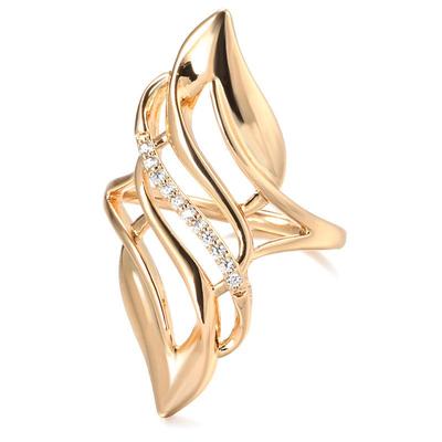 Anillo de Llama de Zircón Europeo-Americano de Moda en Oro Rosa 585 para Mujer
