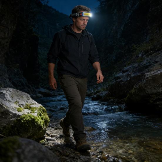 Motion Sensor Headlamp Ultra-Bright LED Headlamp Gesture Control Waterproof Lightweight USB-C Rechargeable Outdoor Headlamp for Camping Hiking