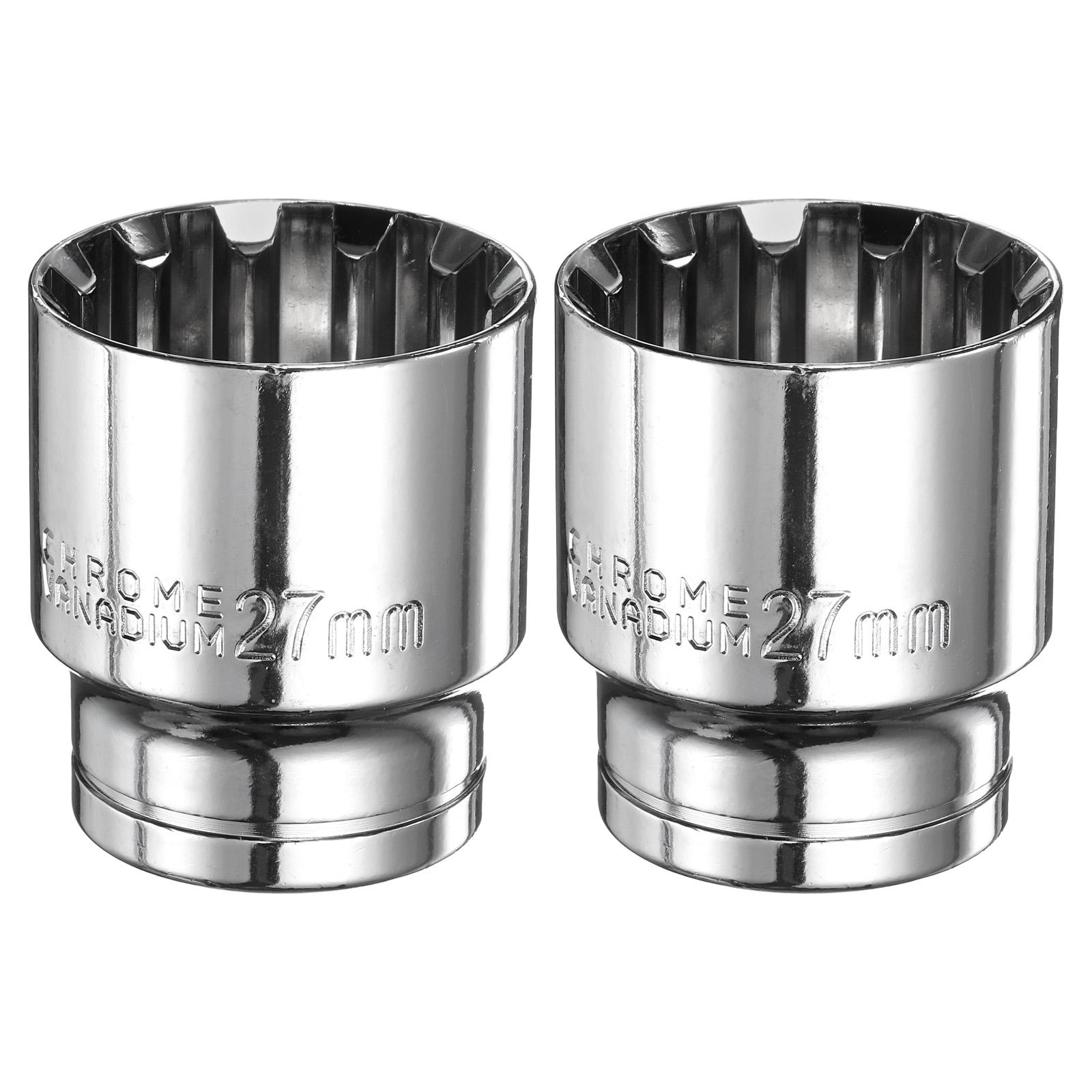 

2pcs 1/2 Drive Socket 8mm-27mm CR-V Metric Shallow 12 Point Socket for Car Repair Mechanical Maintenance Home Hand Tool 9mm