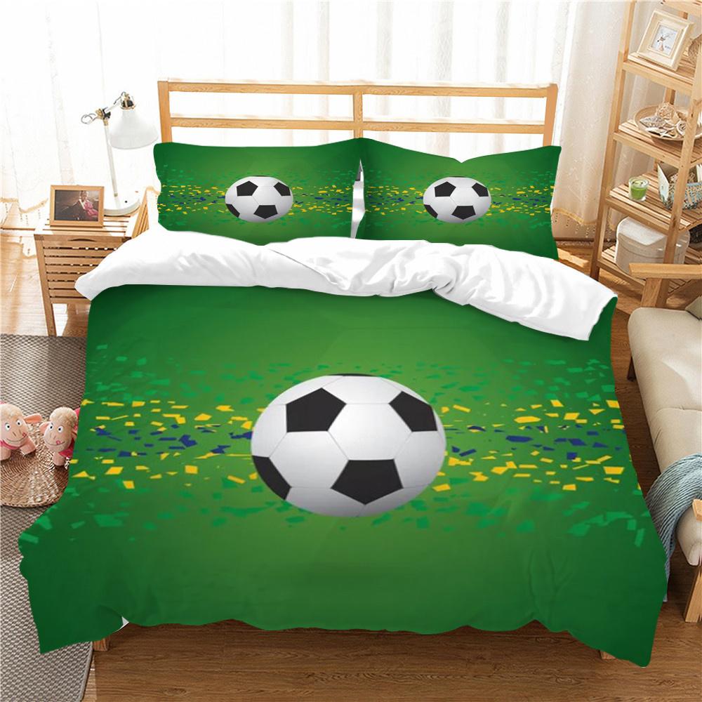 Garnitur Poszewek na Pościel z Nadrukiem 3D Piłki Nożnej Domowa Pościel Queen King Size Chłopiec Mężczyzna Nastolatek Dzieci Luksusowy Zestaw Poszewek na Kołdrę