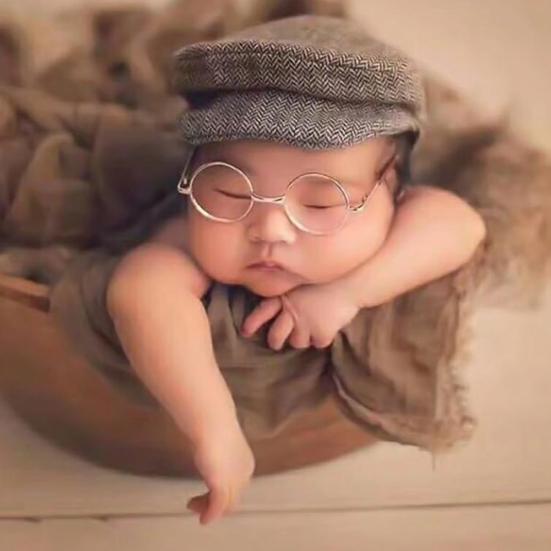 Retro styl kulatých brýlí pro miminka, dětské brýle, rekvizita pro fotografování