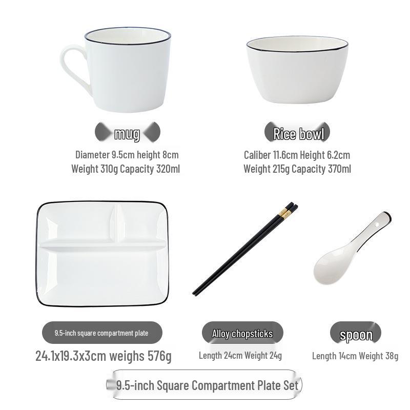 Portion Control Ceramic Plate: Round 3-Compartment, Square 5-Compartment for Diet & Kids' Meals
