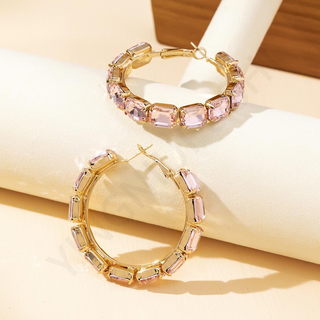 European and American baroque circle full diamond earrings personalized sweet and cool babes row diamond ear buckles trendy earrings