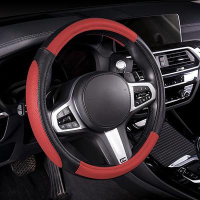 Sportovní kožený potah na volant 37-39 cm Univerzální prodyšný pro osobní automobil, SUV, protiskluzový vůz bez zápachu