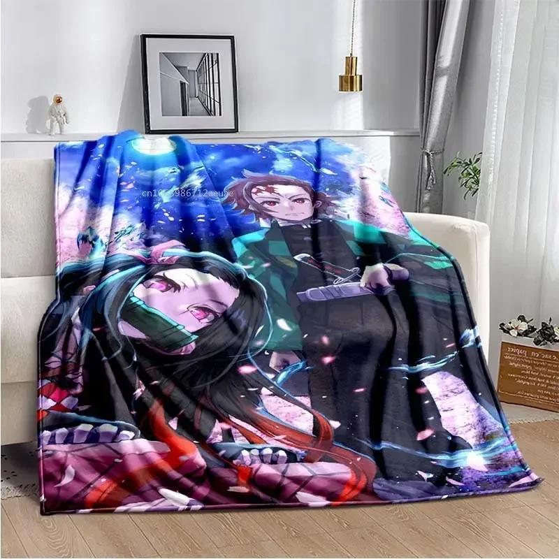 Anime Demon Slayer Kimetsu no Yaiba Fleece Blanket Nezuko Kamado Tanjiro Kamado Soft Bedding Bedspread Sofa Warming Cover
