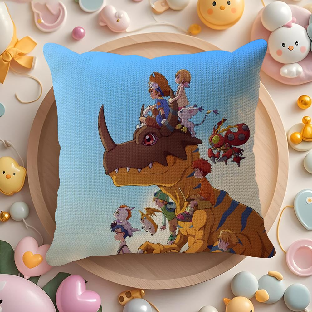 Cartoon D-Digimon Anime Pillow Case Pattern Printed Pillowcase for Living Room Sofa Cushion Cover & Bedroom Decor