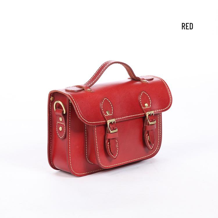 

Женская сумка-мессенджер из кожи в стиле ретро 2025 года — натуральная кожа растительного дубления, первый слой коровьей кожи, модный стиль Cambridge красный