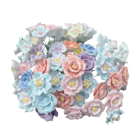 Handgefertigte Keramikblume Realistische Kunstblume mit Drahtstiel Zuhause Büro Wohnzimmer Vase Künstlich Bunt