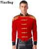 Costume da Circo Uomo Donna Giacca Domatore Top Manica Lunga Disfraz Circo Spallina Frangiata Cappotto di Velluto per Halloween