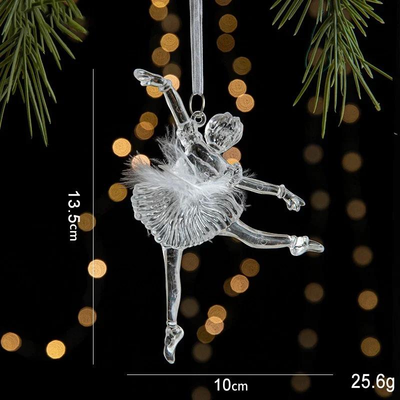 Weihnachts-Eiskristall-Anhänger Weihnachtsbaum-Anhänger Transparente Acryl-Engel-Licht Luxuriöse Szenen-Dekoration Requisiten Silvester 2025