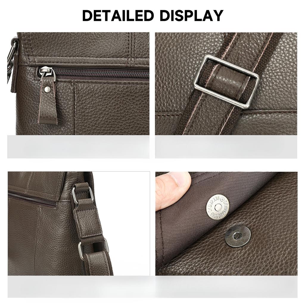 Pánská taška z pravé kůže Pánská crossbody taška Velkokapacitní Klopové zapínání Trendy Jednoramenní taška