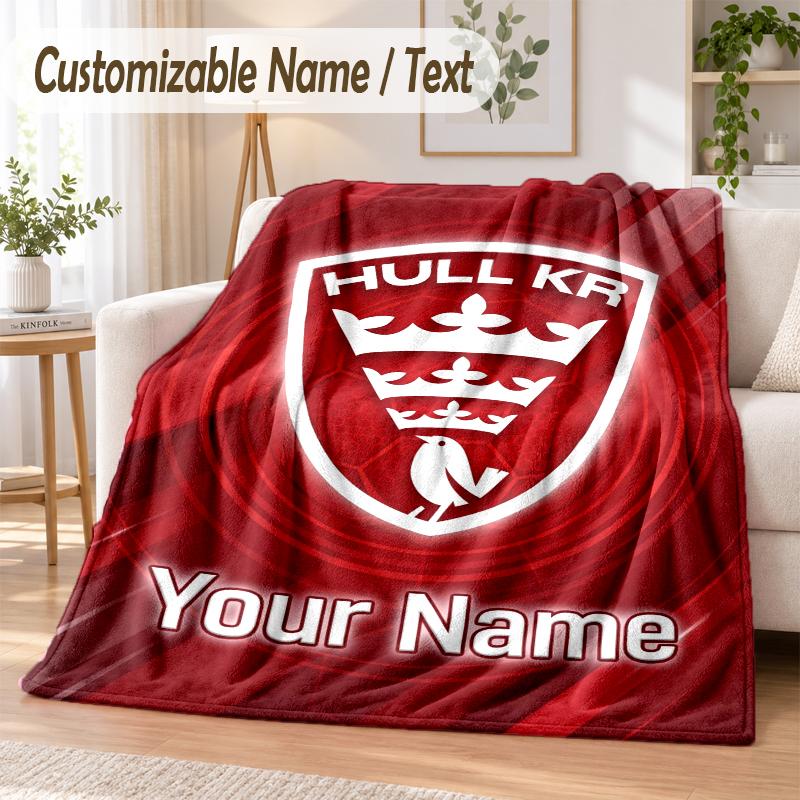 Custom Text Flannel Blanket Hull KR Print Warm Cozy Blanket Home Sofa Bedding