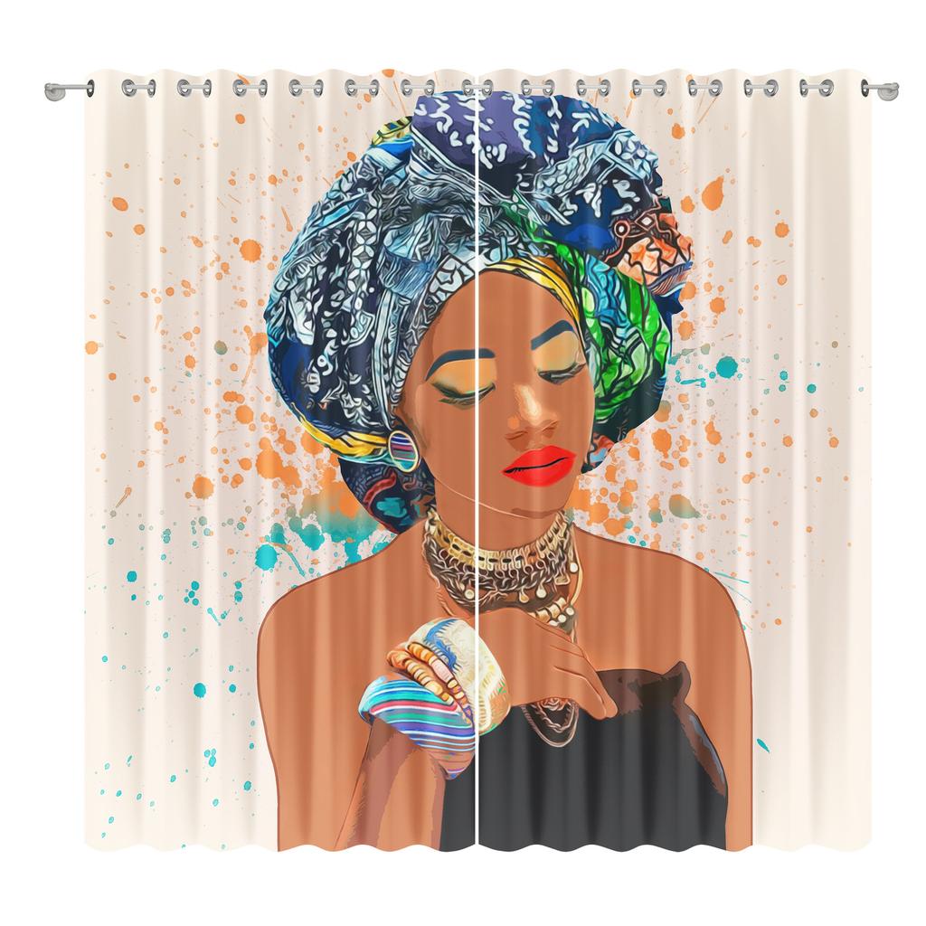 Afroamerykańska Kobieta Tkanina Zasłonowa Sypialnia Salon Balkon Zasłona Zaciemniająca Biuro Hotel Zasłona Izolacyjna